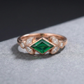 Leaf-Accent Green Cubic Zirconia Ring