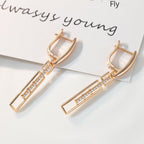 Gold-Tone Rectangular Crystal Bar Earrings