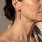 Gold-Tone Rectangular Crystal Bar Earrings