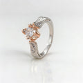 Silver-Plated Two-Tone Rose Flower Zirconia Ring