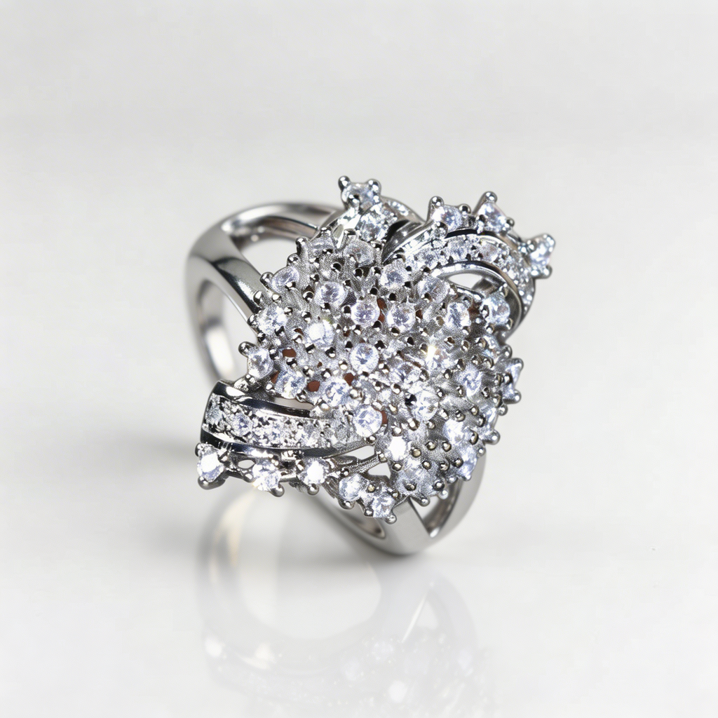 Sparkling Floral Zirconia Diamond-Look Ring