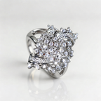 Sparkling Floral Zirconia Diamond-Look Ring
