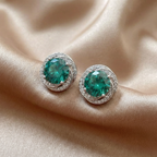 Sparkling Green Zirconia Flower Stud Earrings