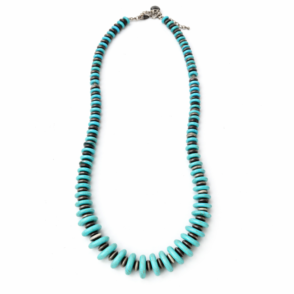 Vintage Boho Turquoise Disc Bead Necklace