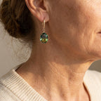 Vintage-Inspired Oval Green Crystal Drop Earrings