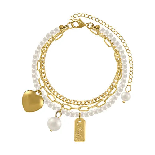 Vintage-Style Layered Pearl Bead Bracelet