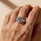 Vintage Silver-Tone Lotus Flower Ring