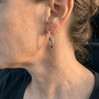 Zirconia Line Hoop Earrings in Rose Gold Tone