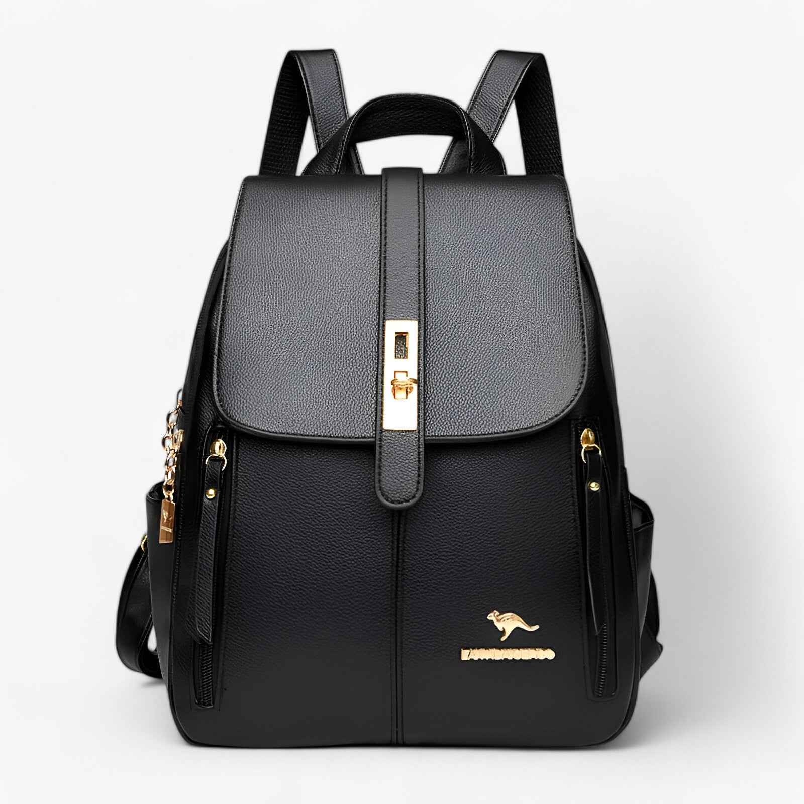 Faux Leather Backpack with Organised Inner Compartments