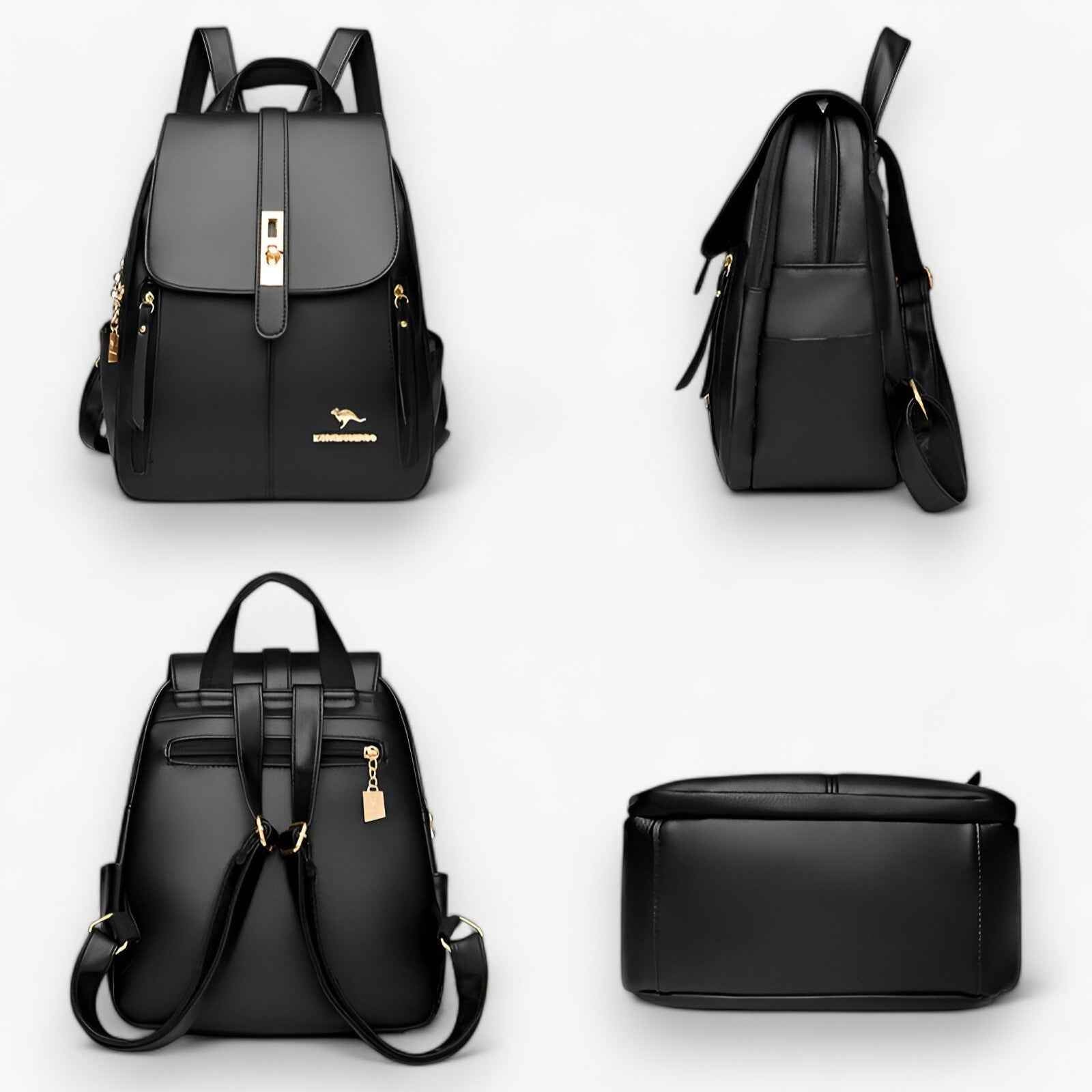 Faux Leather Backpack with Organised Inner Compartments
