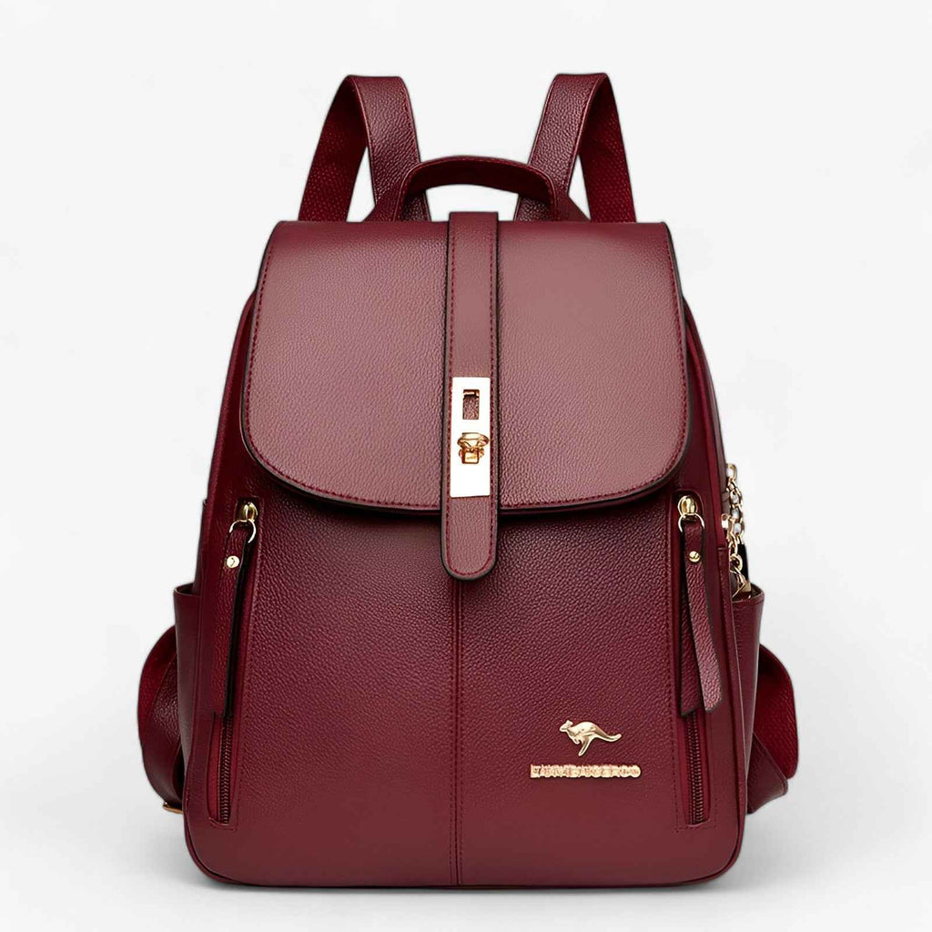 Faux Leather Backpack with Organised Inner Compartments