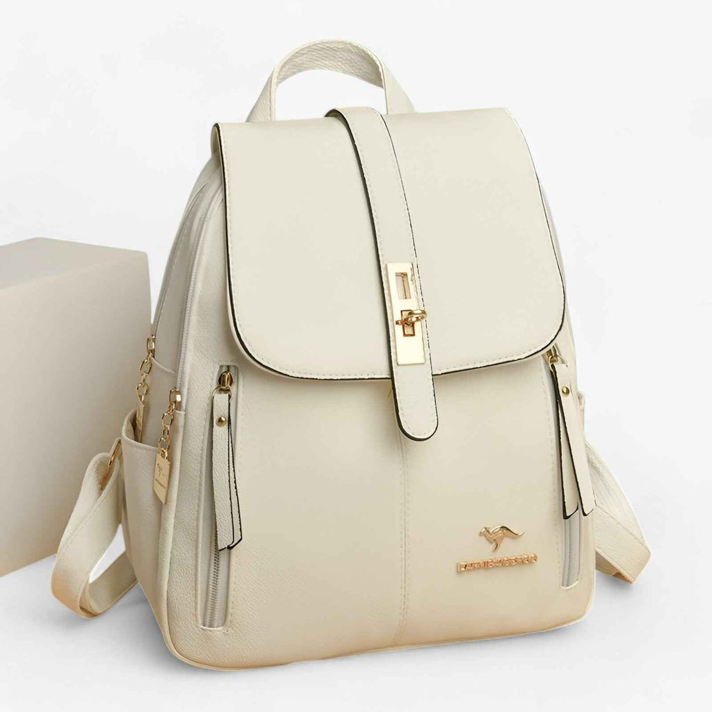 Faux Leather Backpack with Organised Inner Compartments