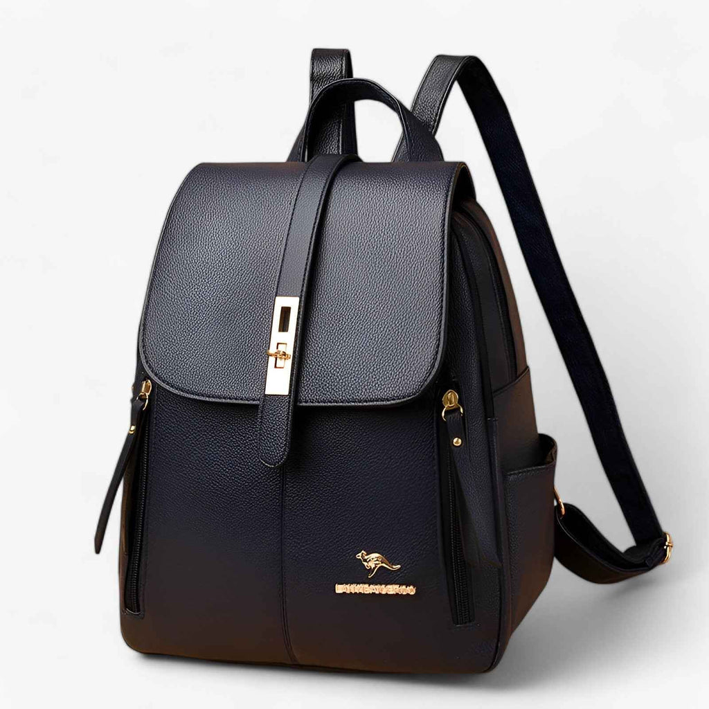 Faux Leather Backpack with Organised Inner Compartments