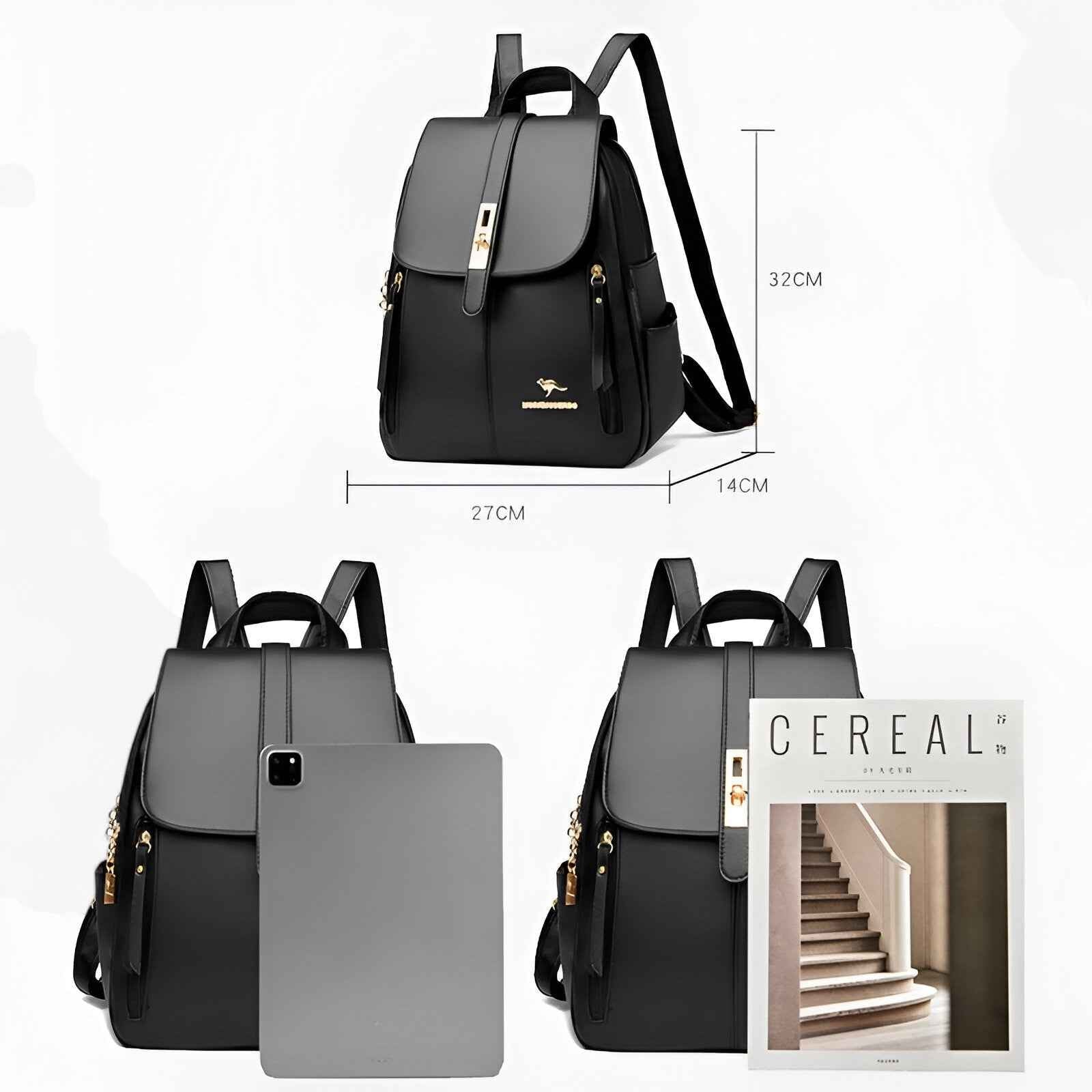 Faux Leather Backpack with Organised Inner Compartments