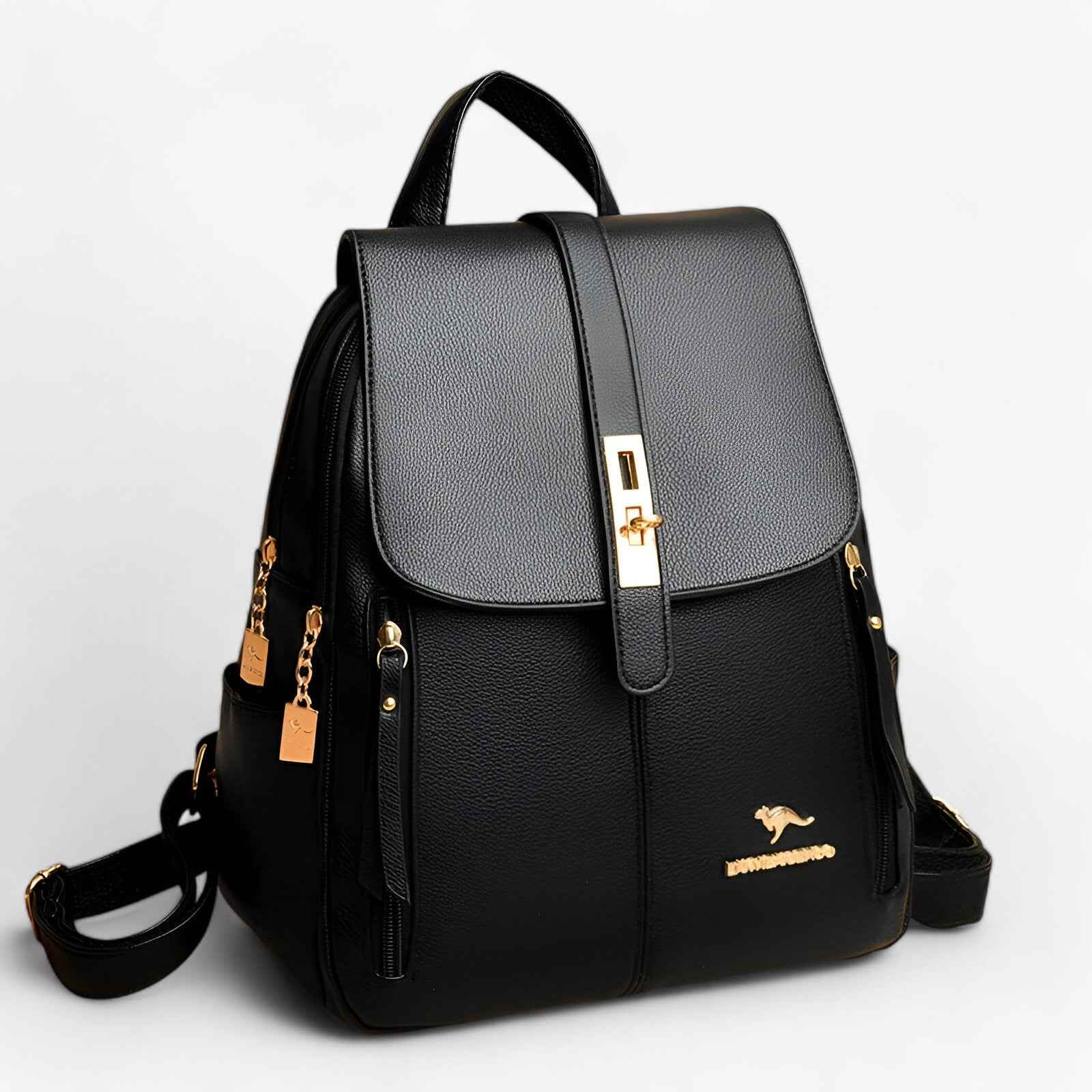 Faux Leather Backpack with Organised Inner Compartments