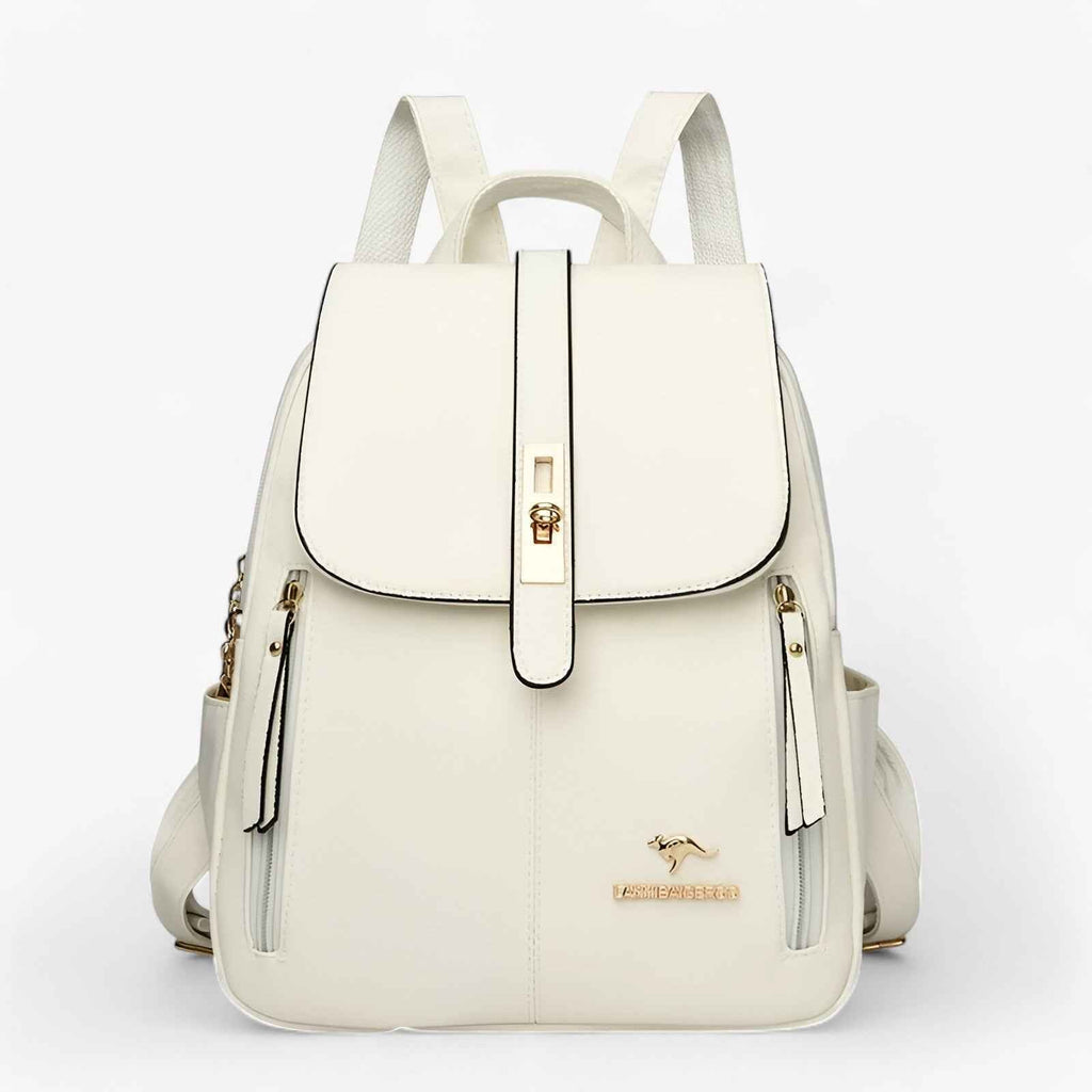 Faux Leather Backpack with Organised Inner Compartments