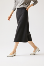 Flared Knit Maxi Skirt with Ribbed Waistband