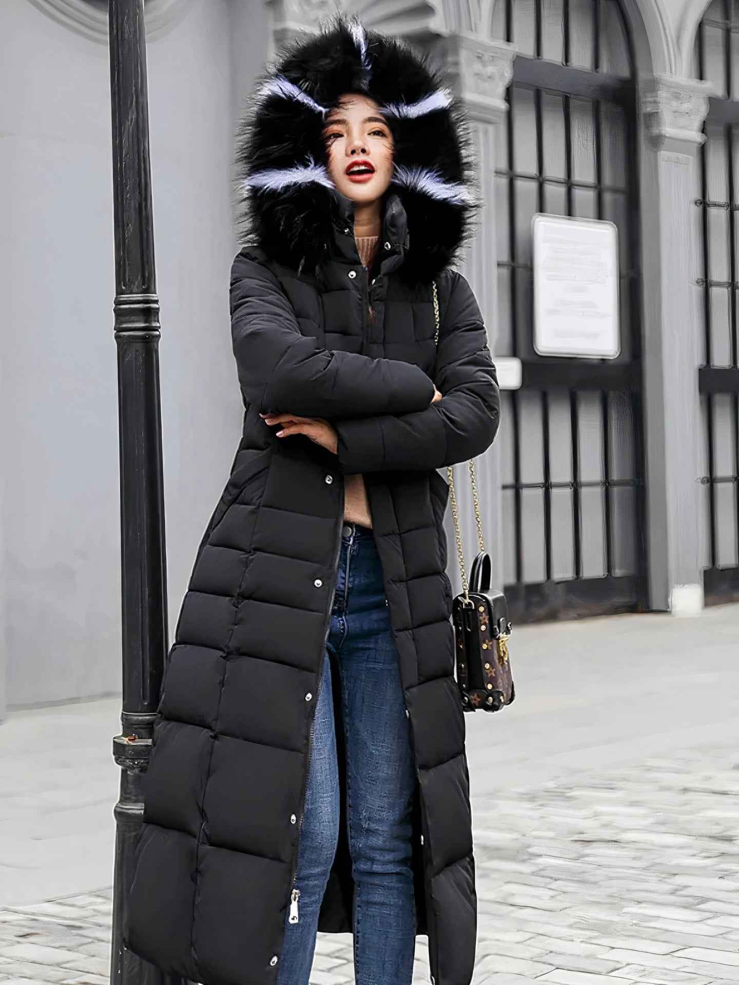 Warm Longline Winter Coat with a Full-Length Silhouette