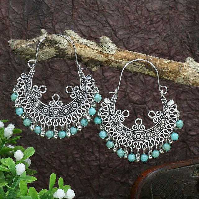 Mandala Earrings with Opal-Look Stones in Sterling Silver