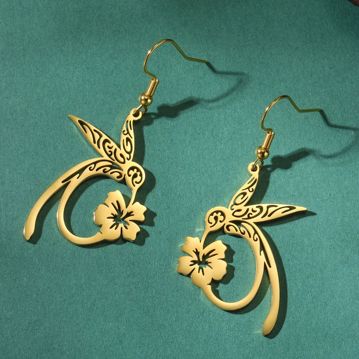 Stainless Steel Hummingbird Earrings