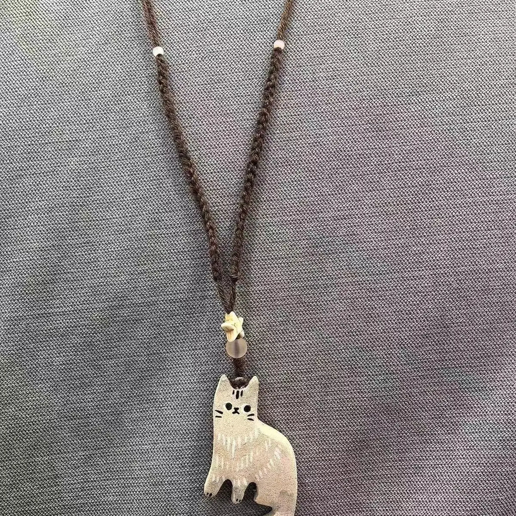 Vintage Cat and Star Pendant Necklace
