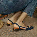Slingback Sandals in Faux Suede with Block Heel