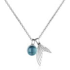 Sterling Silver Mermaid Tail Sapphire-Look Necklace