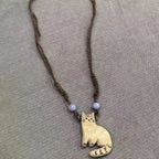 Vintage Cat and Star Pendant Necklace