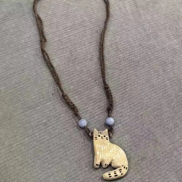 Vintage Cat and Star Pendant Necklace