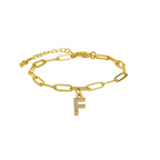 Dainty Paperclip Chain Initial Letter Bracelet