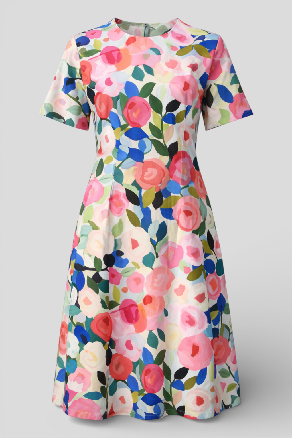 Jurk met bloemenprint in linnenlook en luchtige pasvorm