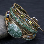Wikkelarmband van groene jaspis