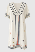 Zomerjurk met bloemenprint, V-hals en vloeiend vallende rok