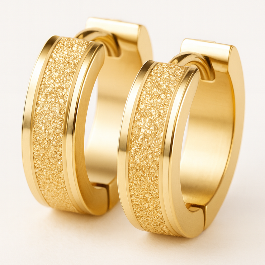 Frosted Band Huggie Earrings