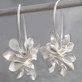 Silver-Tone Floral Hoop Drop Earrings