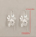 Silver-Tone Floral Hoop Drop Earrings