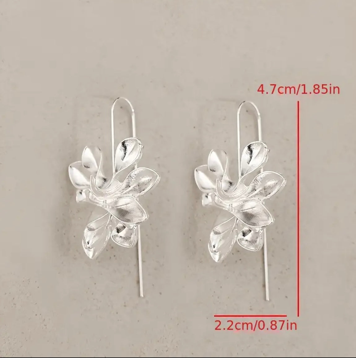 Silver-Tone Floral Hoop Drop Earrings