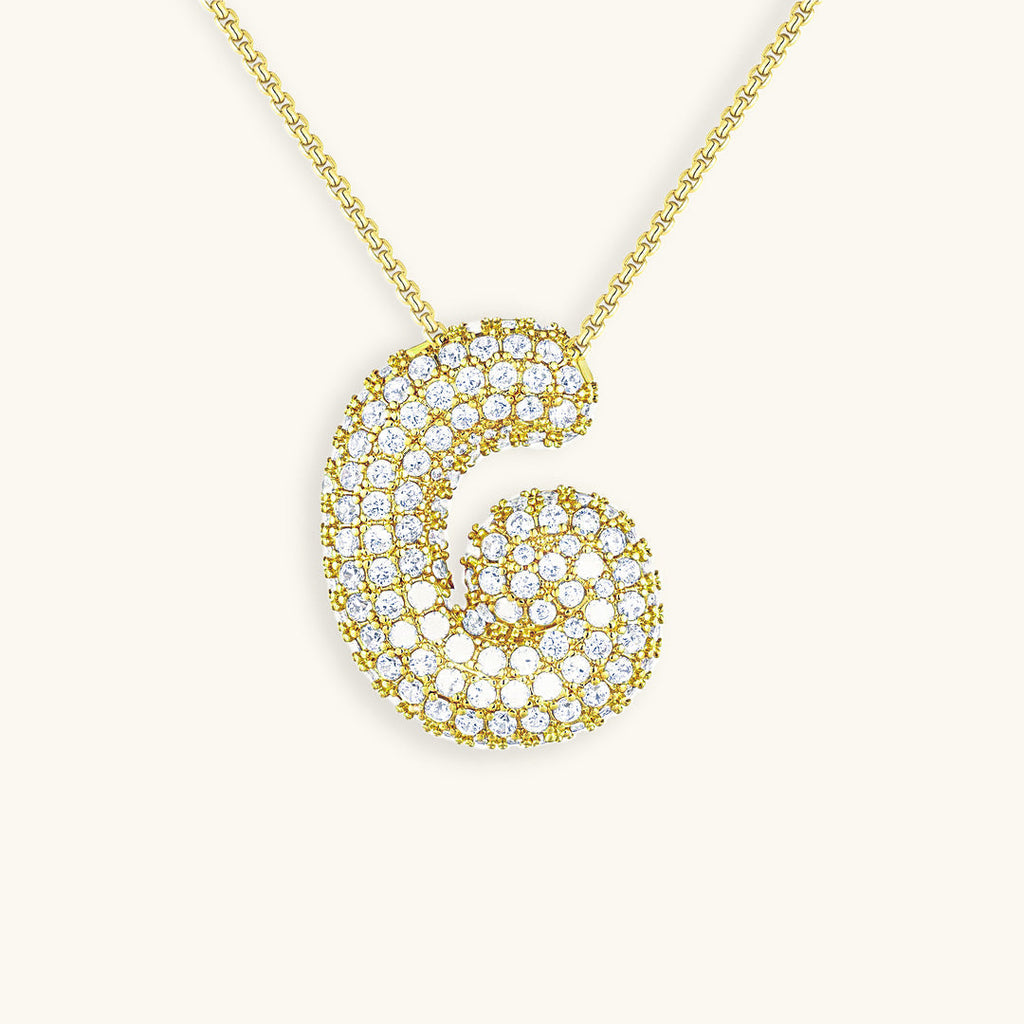 Pavé Bubble Initial Necklace