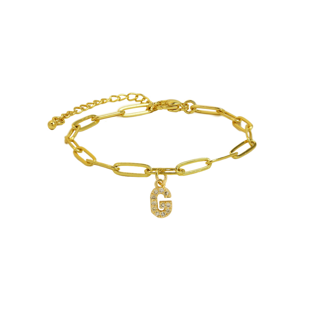 Dainty Paperclip Chain Initial Letter Bracelet