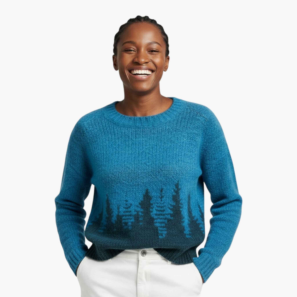 Nordic Pattern Brushed Jumper with a Wide Collar – Sweaters