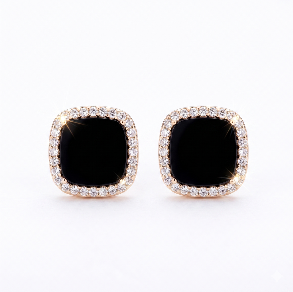 Square Rhinestone Stud Earrings