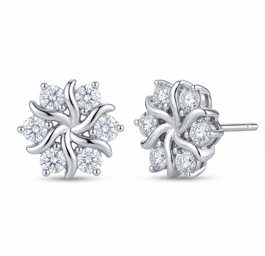Crystal Flower Burst Stud Earrings