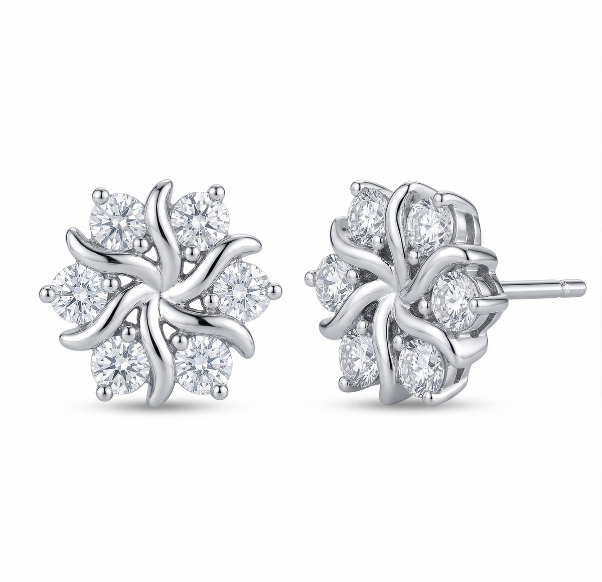 Crystal Flower Burst Stud Earrings