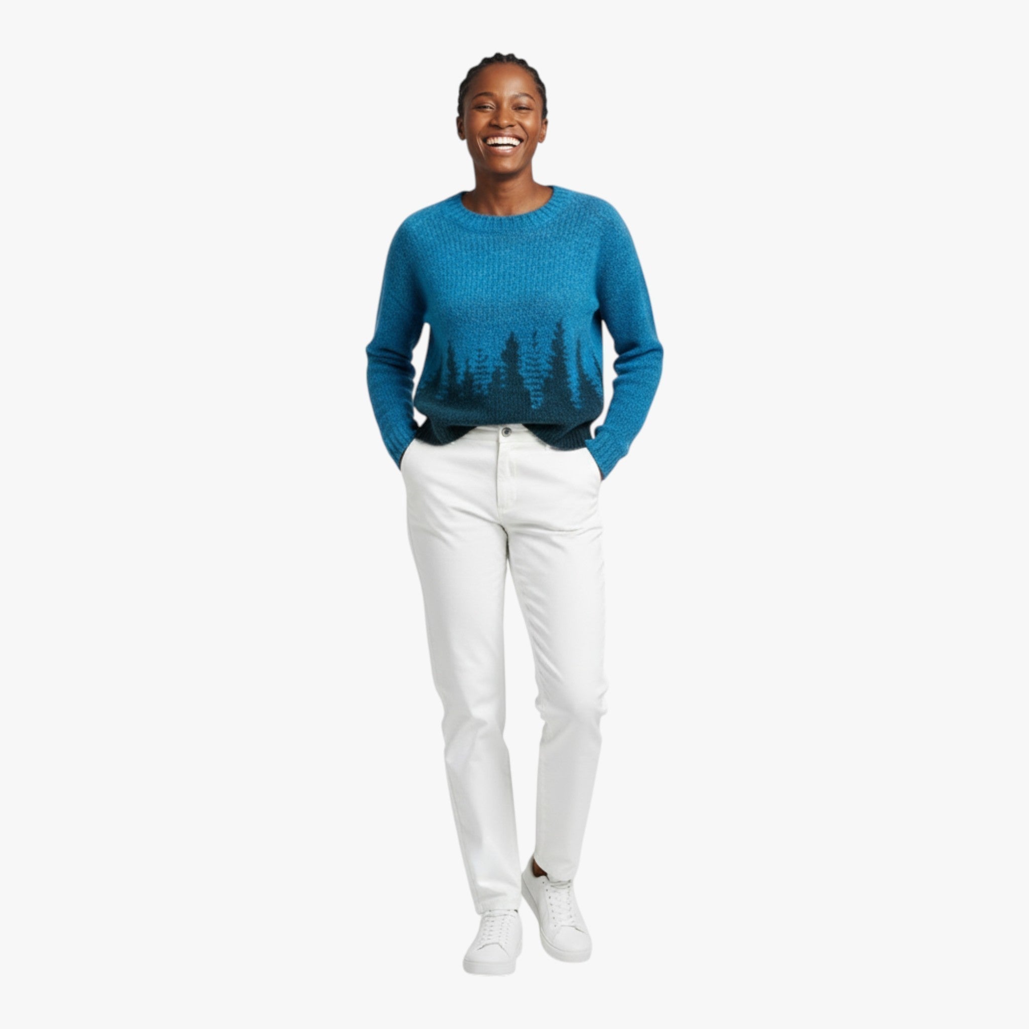 Nordic Pattern Brushed Jumper with a Wide Collar – Sweaters