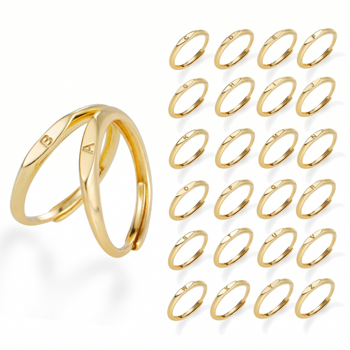 Adjustable Letter Ring in Gold Tone