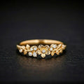 Slim Gold-Tone Blossom Band Ring with Crystals