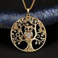 Gold-Tone Openwork Owl Tree of Life Necklace