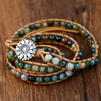 Armband met groene agaat en bloem