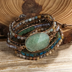 Wikkelarmband met groene aventurijn