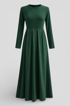 Long Sleeve A-Line Maxi Dress in a Soft Solid Knit